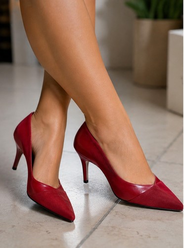 Pumps bordeaux pelle - bordeaux,
